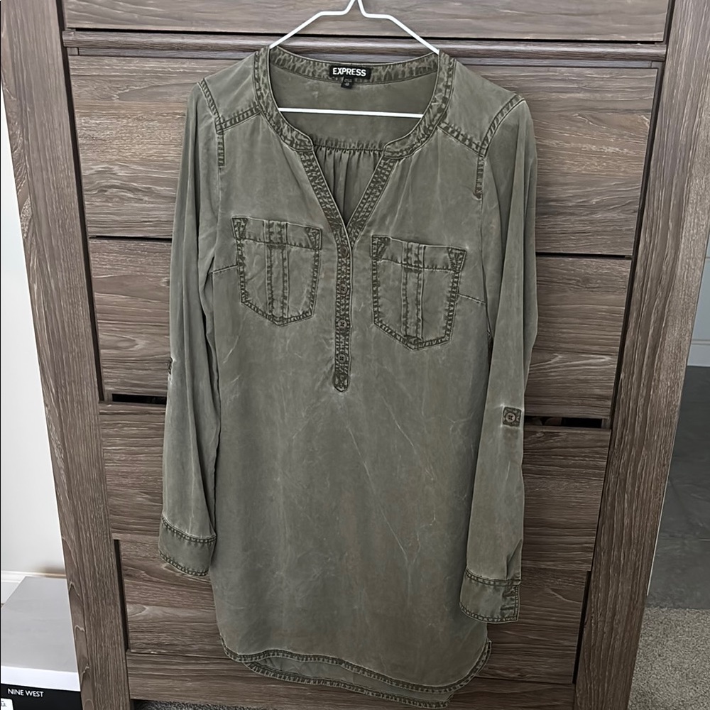 Express Khaki Green Utility Dress